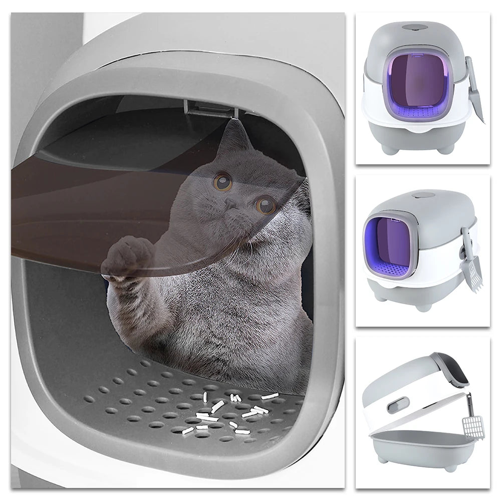 Cat litter box, dome structure closed cat litter box, cat toilet with shovel, with cat litter scoop, 40*39*56cm