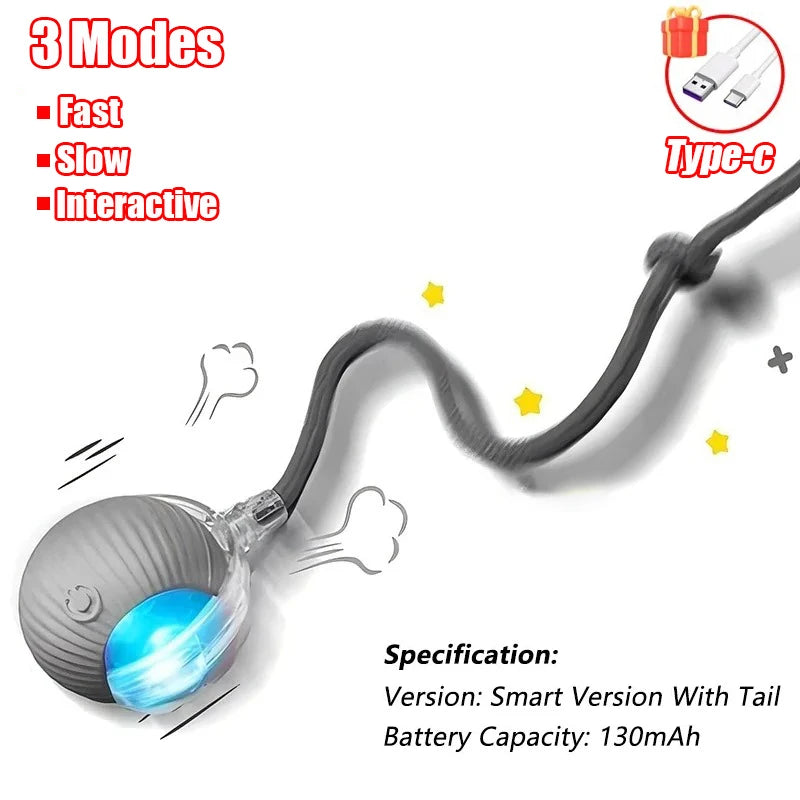 Dog Interactive Ball Toys Infrared Automatic Rolling Ball Tail Rechargeable Smart Pet Electric Toy Cat Training Imitate Mouse