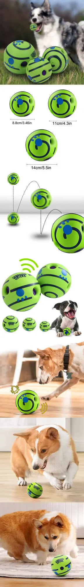 Dog Toy Wobble Wag Giggle Glow Ball Interactive Dog Attention Toy Fun Giggle Sounds Ball When Rolled or Shaken For Pet Dog Fun