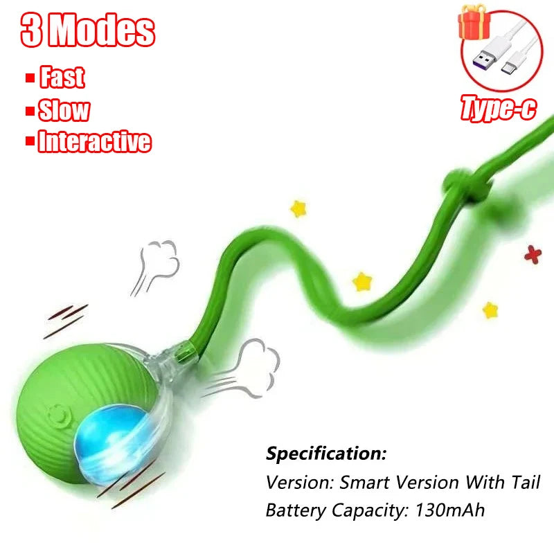 Dog Interactive Ball Toys Infrared Automatic Rolling Ball Tail Rechargeable Smart Pet Electric Toy Cat Training Imitate Mouse